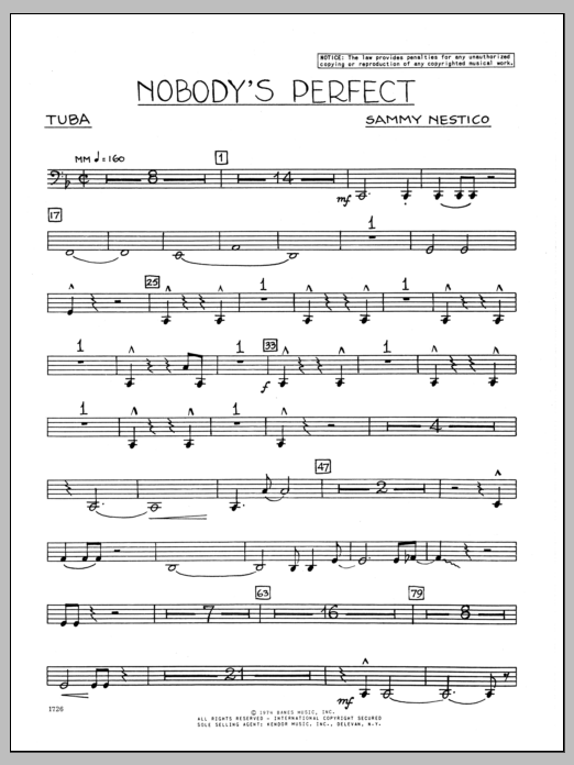 Download Sammy Nestico Nobody's Perfect - Tuba Sheet Music