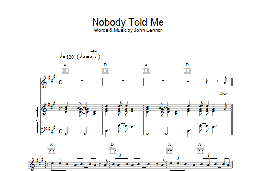 John Lennon Nobody Told Me sheet music notes printable PDF score