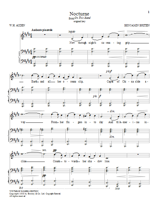 Download Benjamin Britten Nocturne Sheet Music