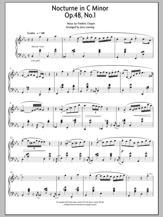 Download Frederic Chopin Nocturne In C Minor Op.48, No.1 Sheet Music