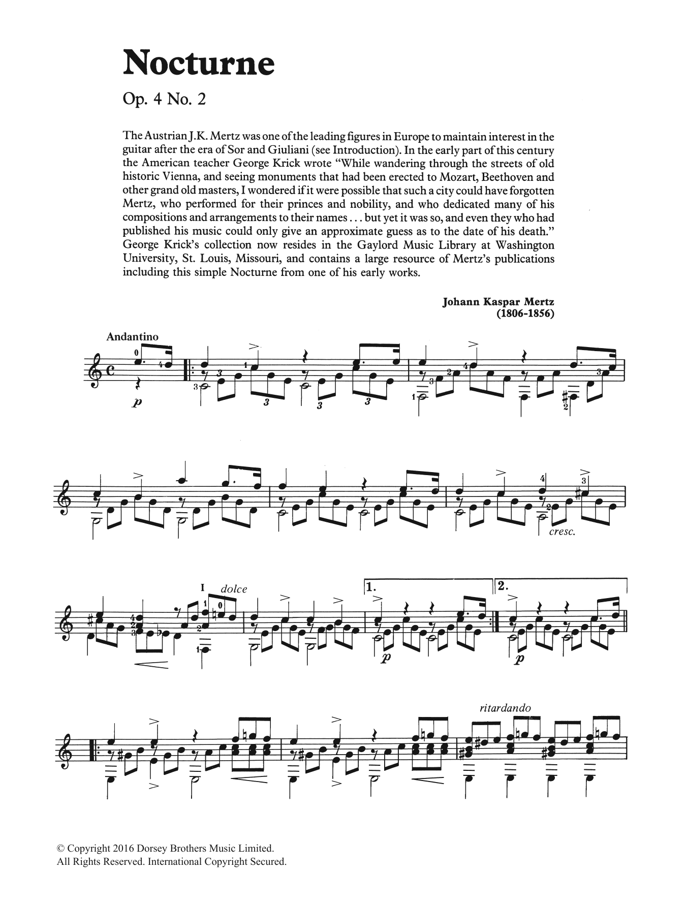 Download Johann Kaspar Mertz Nocturne Sheet Music