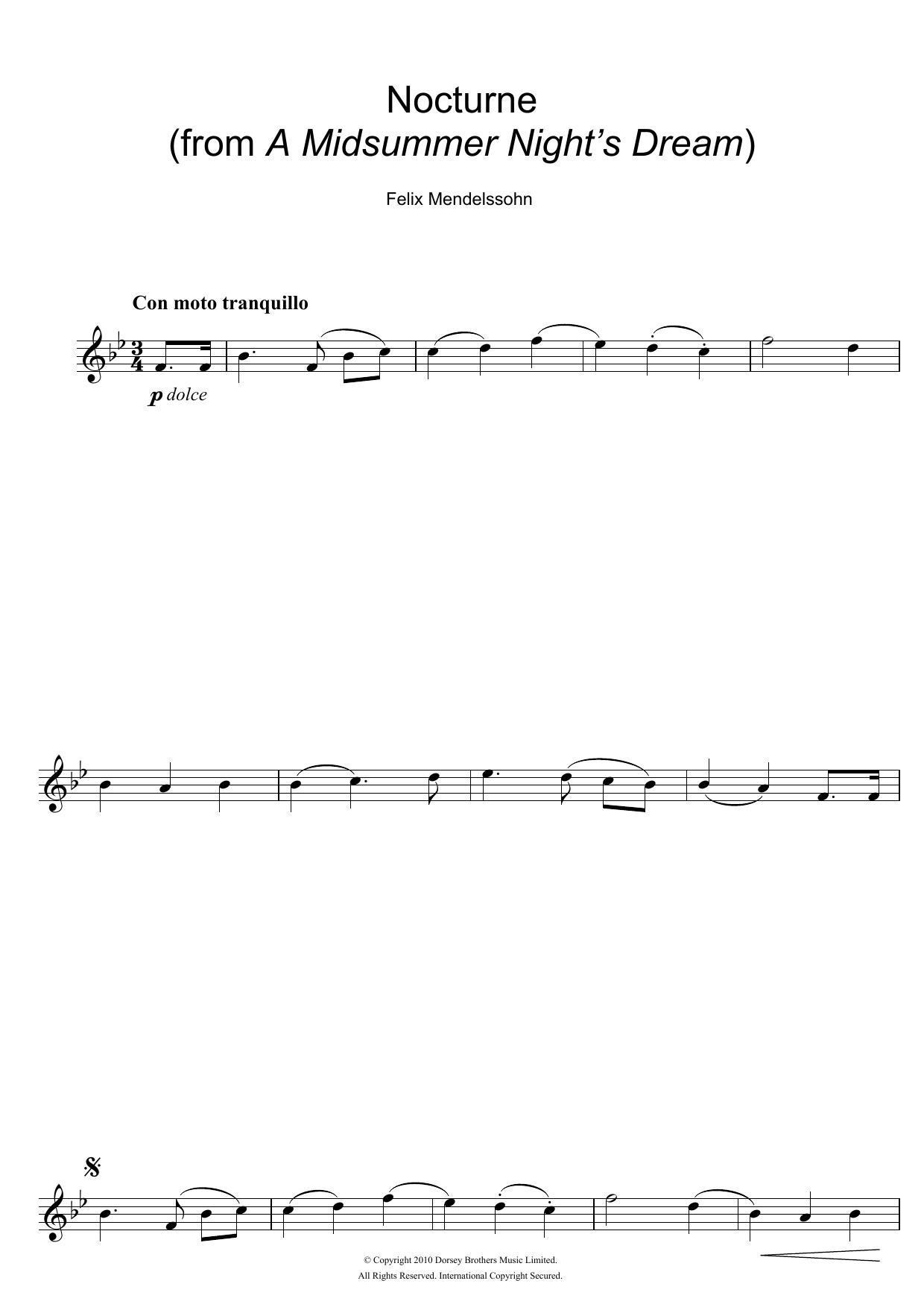 Download Felix Mendelssohn Nocturne (from A Midsummer Night's Drea Sheet Music