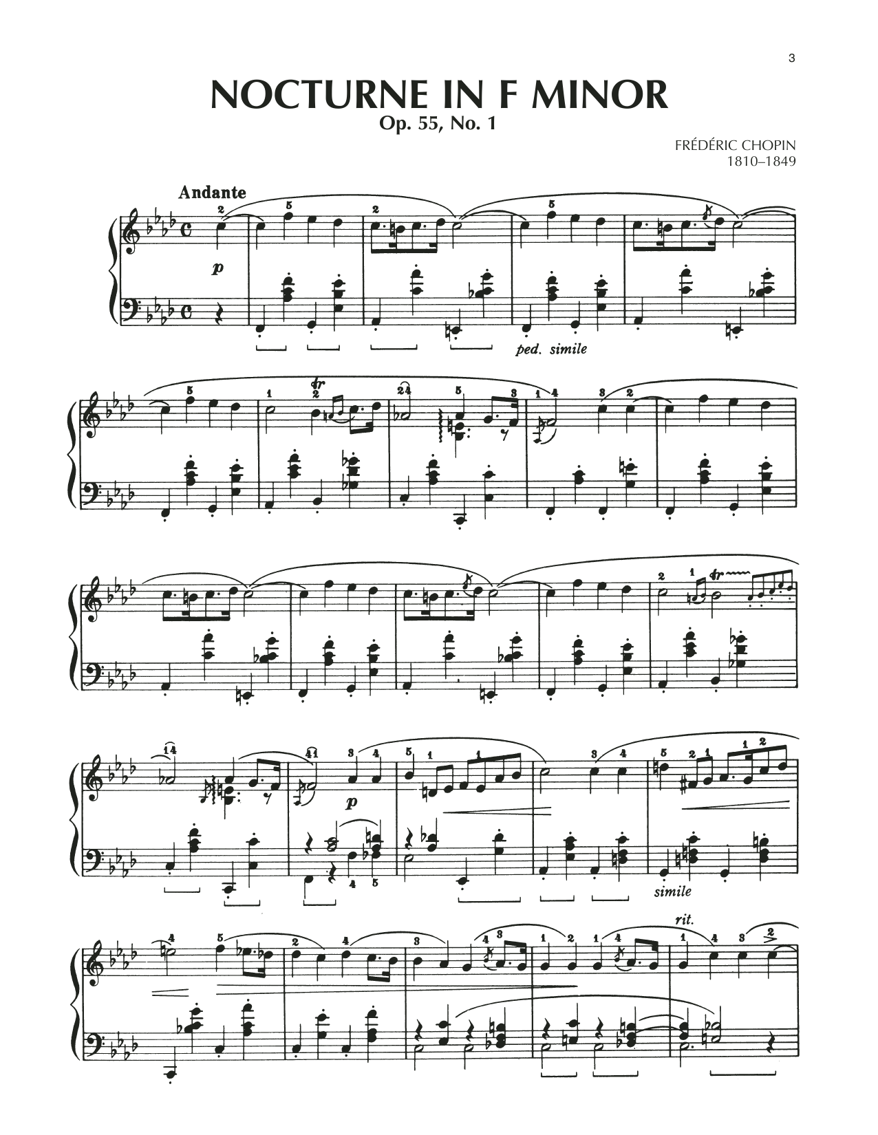 Download Frederic Chopin Nocturne, Op. 55, No. 1 Sheet Music