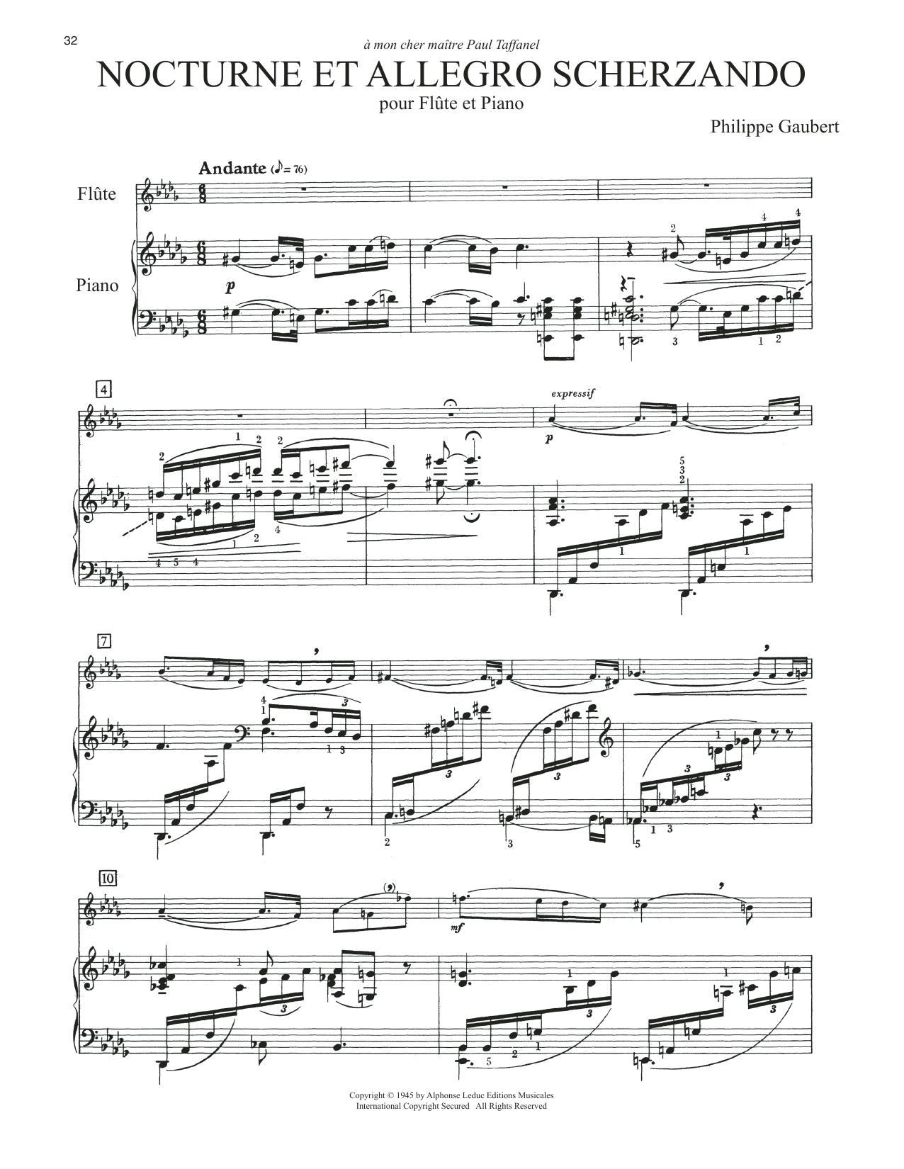 Download Philippe Gaubert Nocturne Et Allegro Scherzando Sheet Music