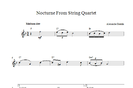 Alexander Borodin Nocturne From String Quartet No.2 sheet music notes printable PDF score