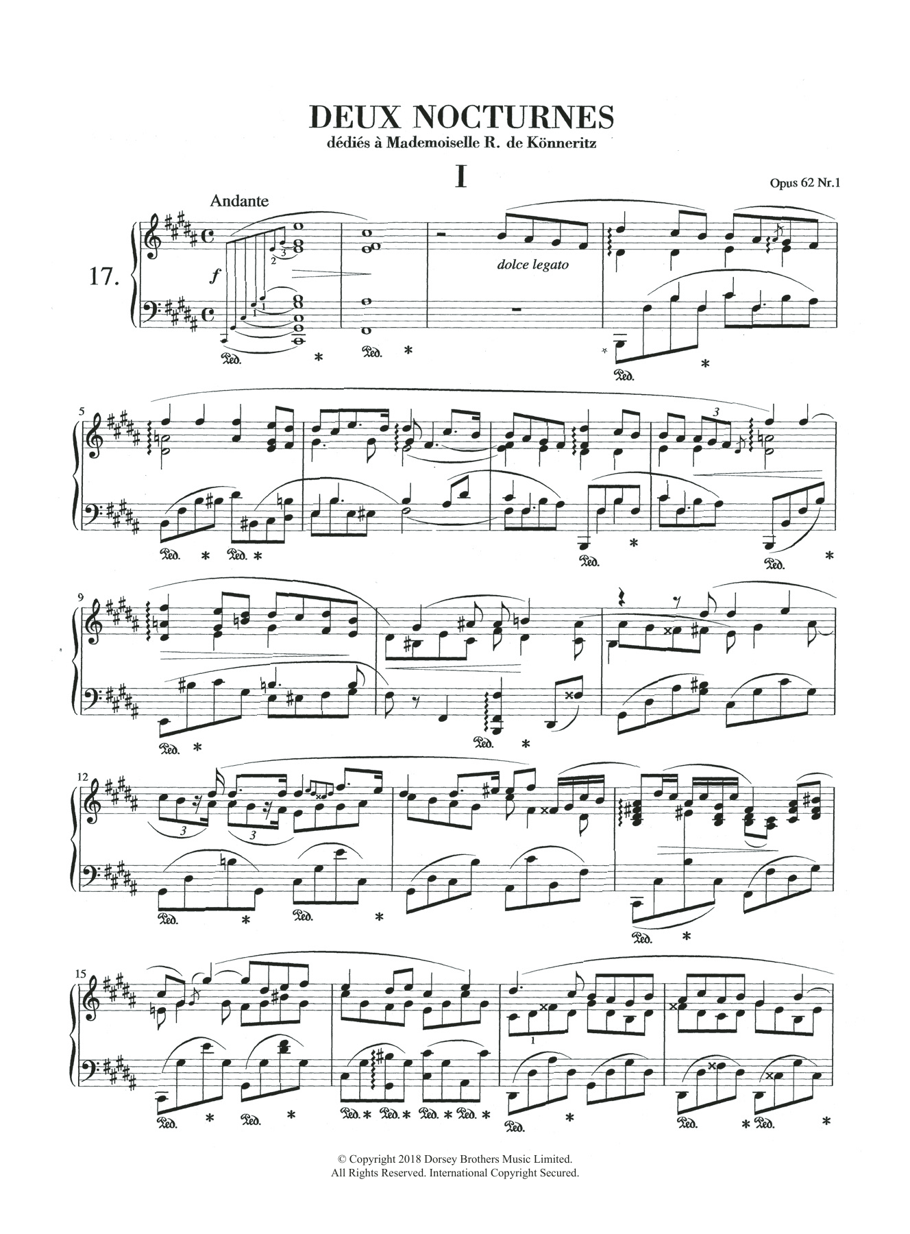 Download Frederic Chopin Nocturne in B Major, Op.62, No.1 Sheet Music