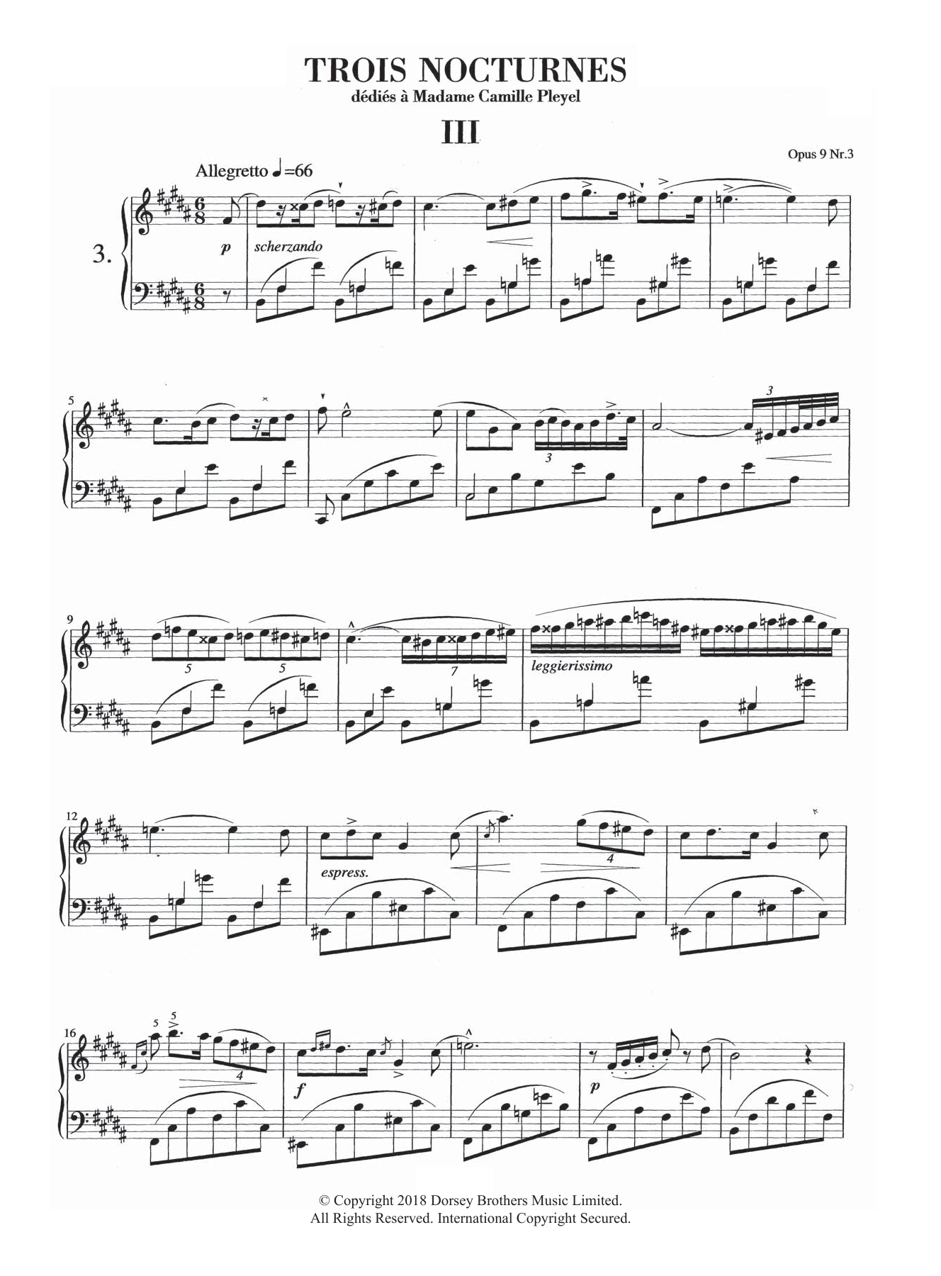 Download Frederic Chopin Nocturne in B Major, Op. 9, No. 3 Sheet Music