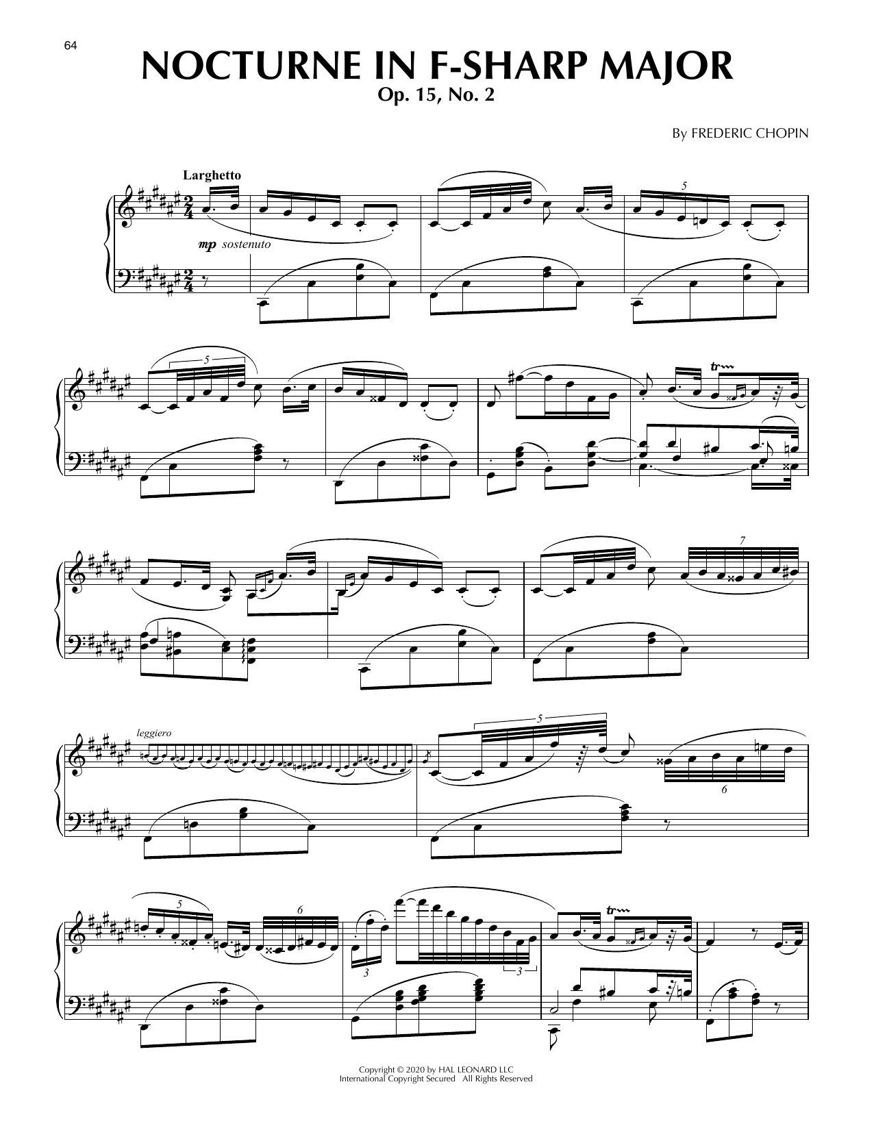 Download Frederic Chopin Nocturne In F Sharp Major, Op. 15, No. Sheet Music