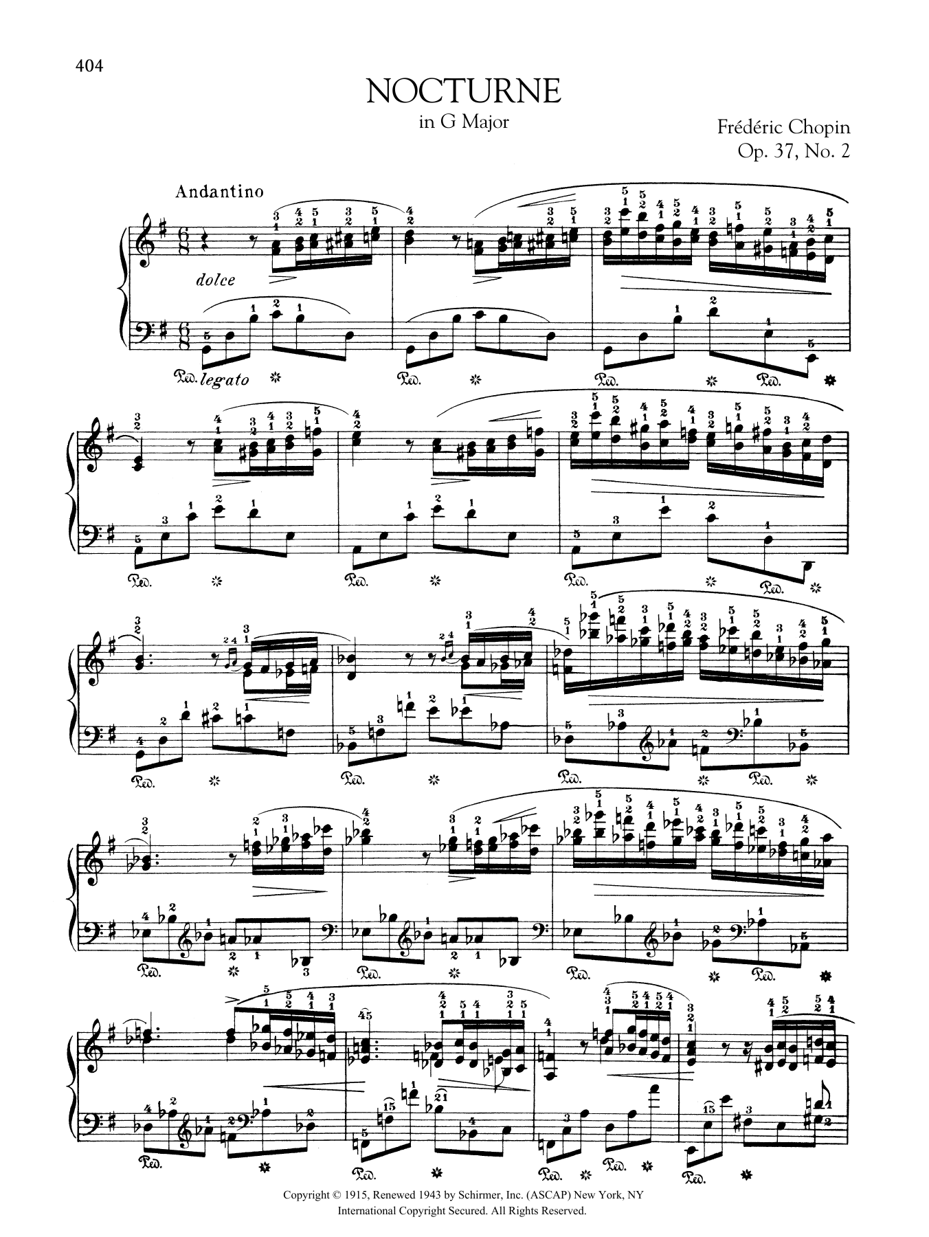 Download Frederic Chopin Nocturne in G Major, Op. 37, No. 2 Sheet Music