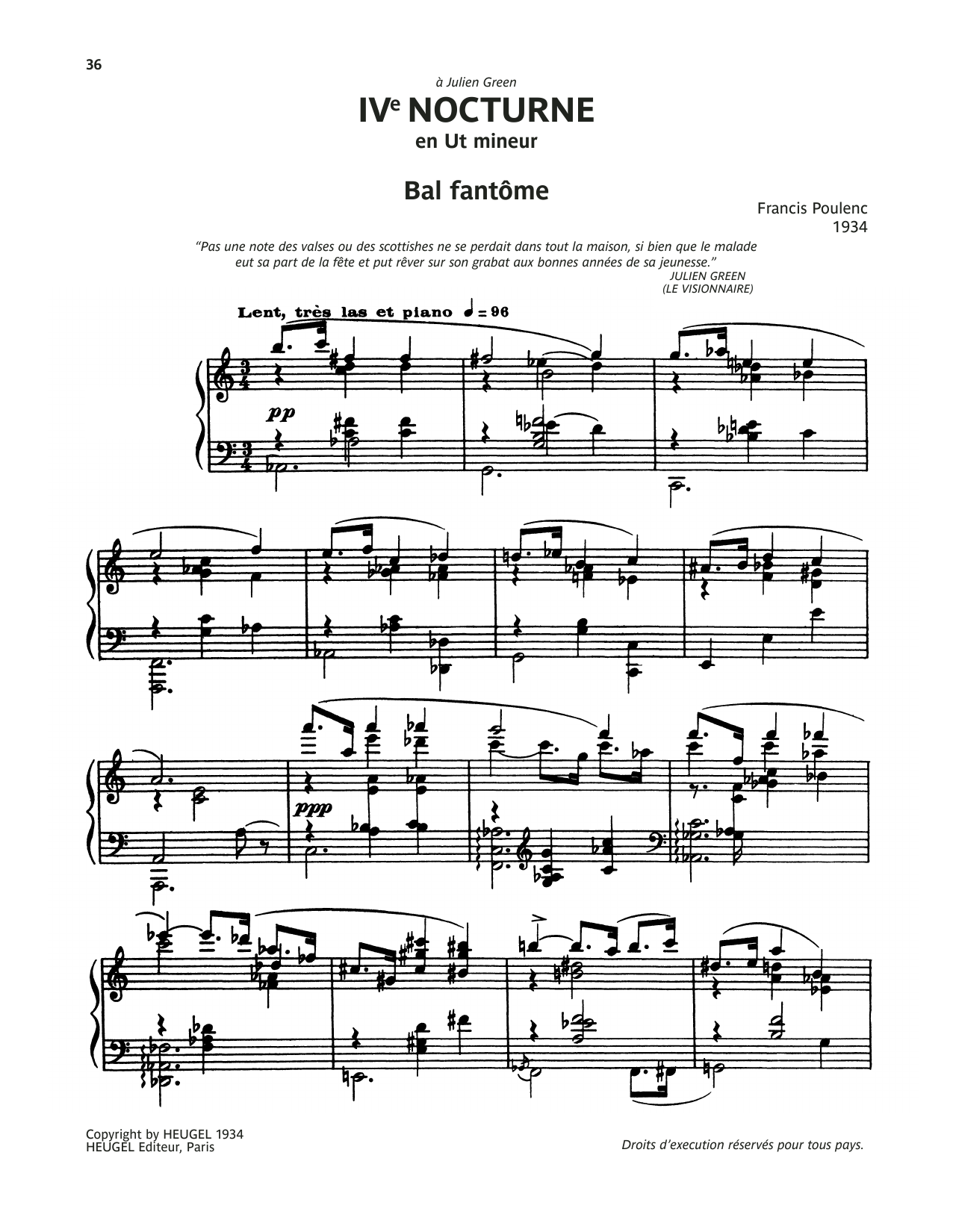 Download Francis Poulenc Nocturne No. 4 (Bal Fantome) Sheet Music