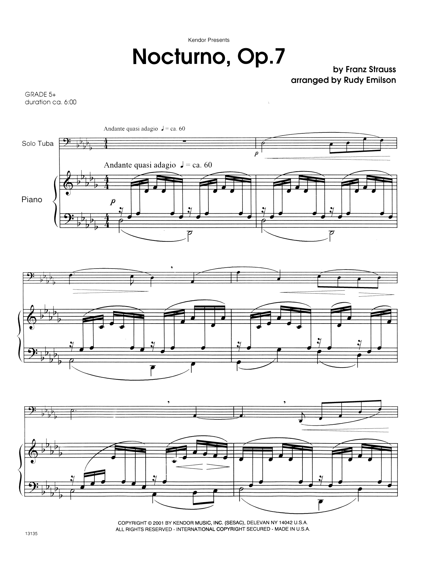 Download Rudy Emilson Nocturno, Op. 7 - Piano Accompaniment Sheet Music