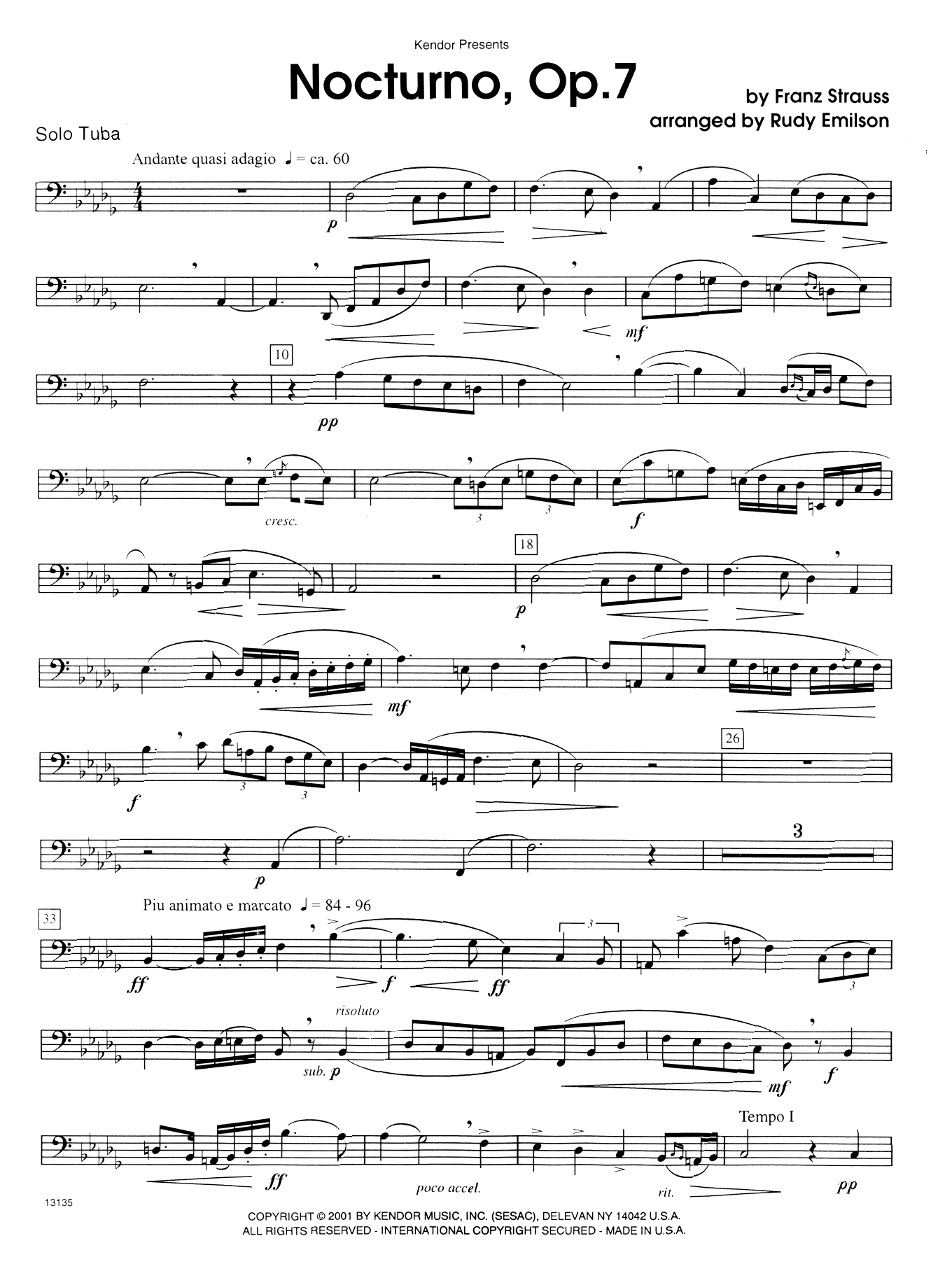 Download Rudy Emilson Nocturno, Op. 7 - Tuba Sheet Music