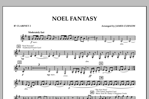 Download James Curnow Noel Fantasy - Bb Clarinet 2 Sheet Music