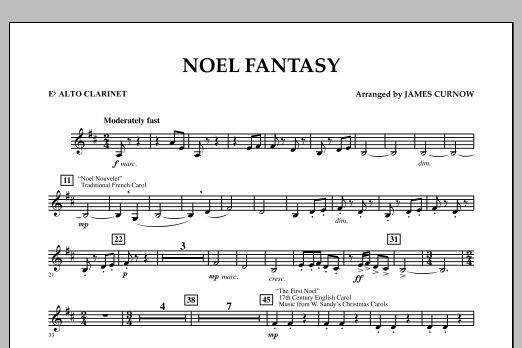 Download James Curnow Noel Fantasy - Eb Alto Clarinet Sheet Music