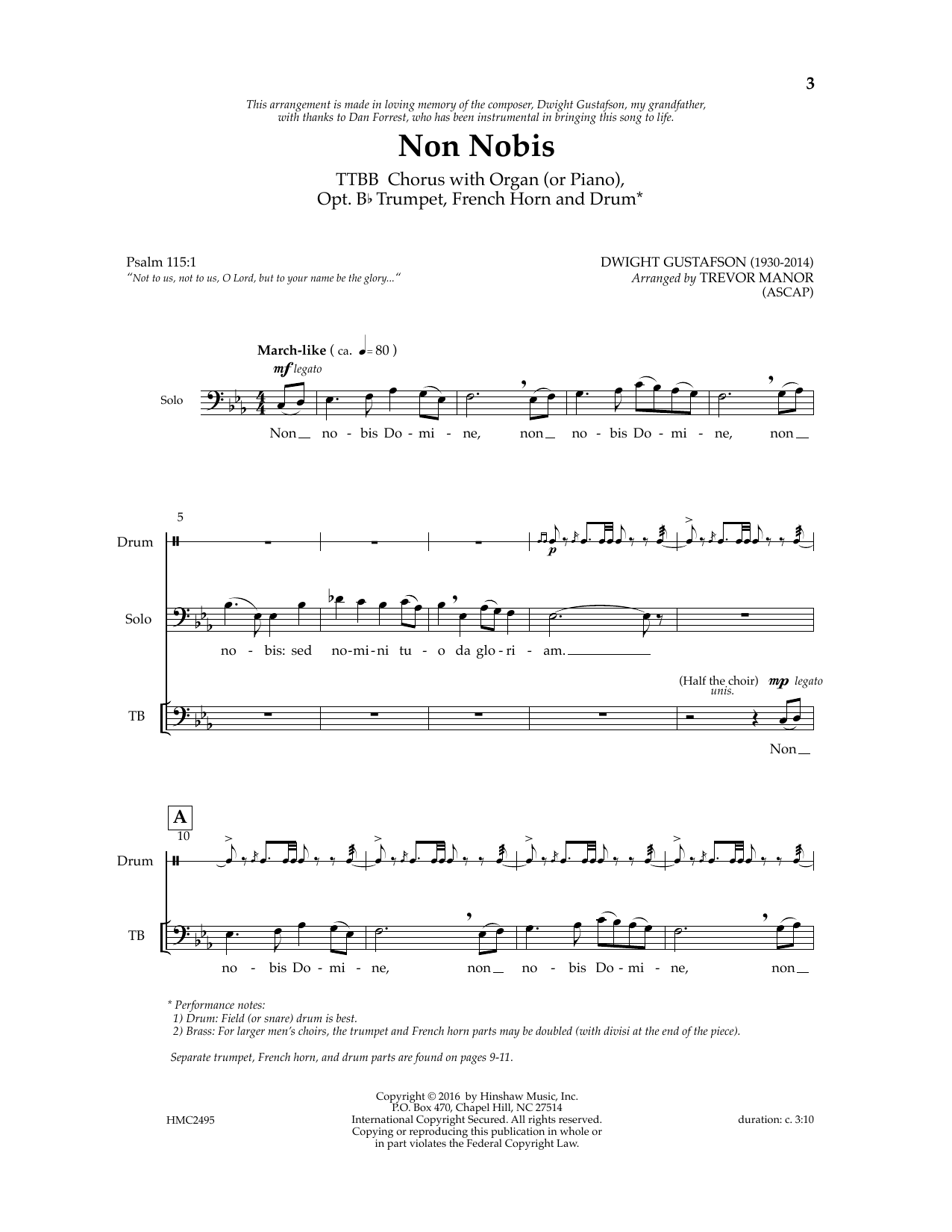 Download Dwight Gustafson Non Nobis (arr. Trevor Manor) Sheet Music