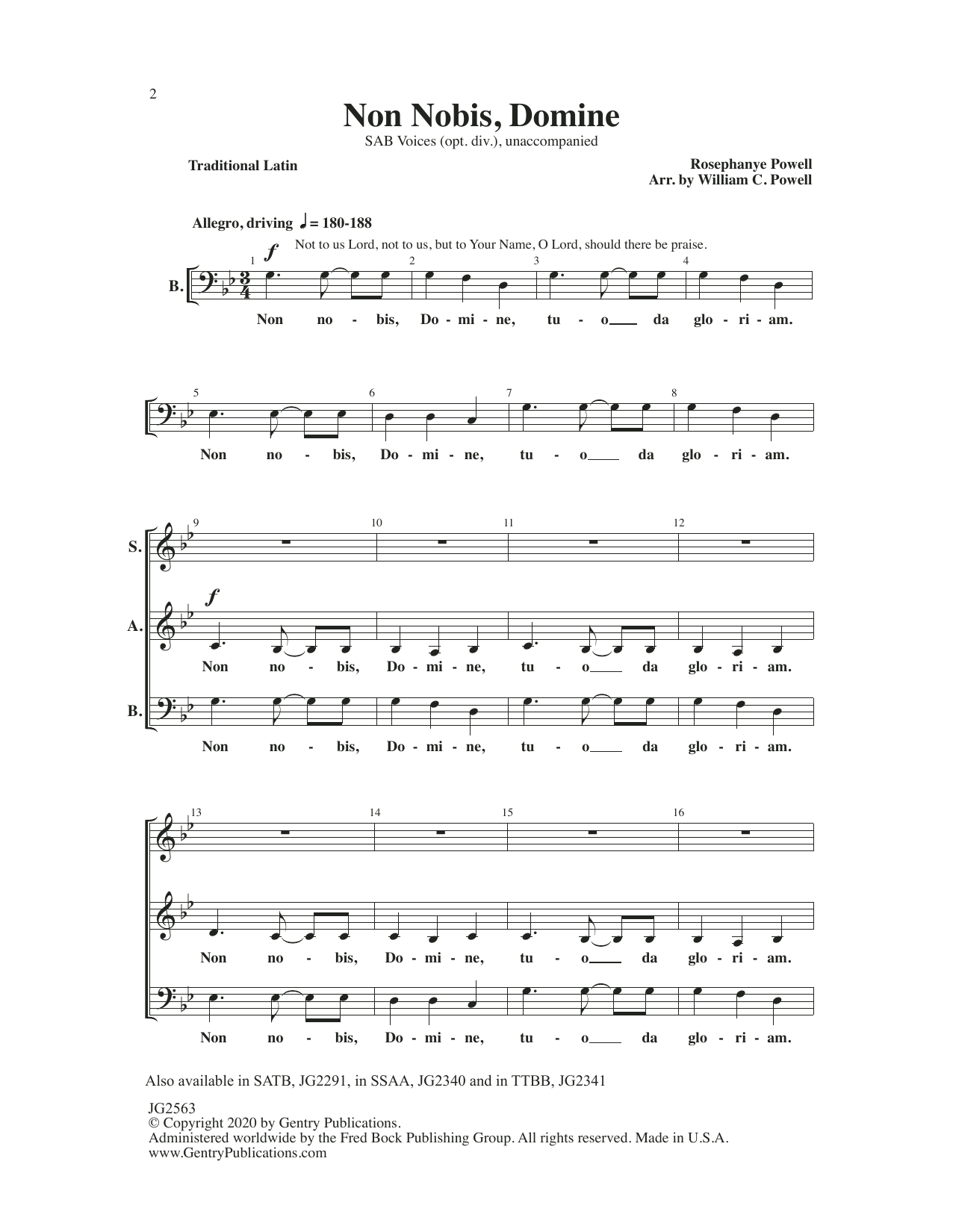 Download Rosephanye Powell Non Nobis, Domine (arr. William C. Powe Sheet Music