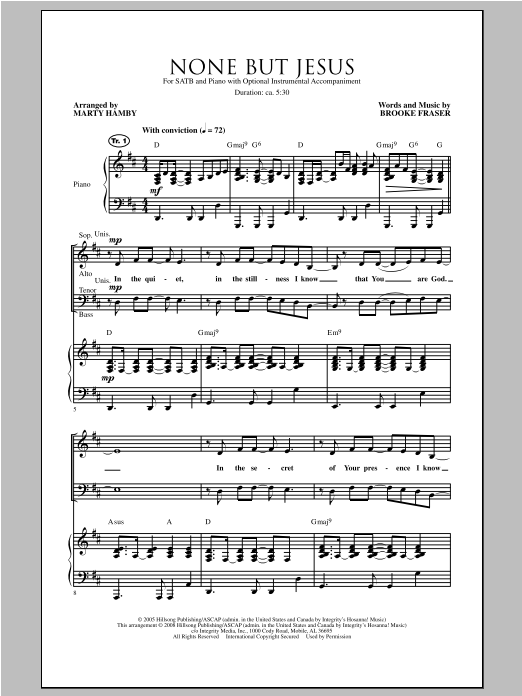 Download Marty Hamby None But Jesus Sheet Music