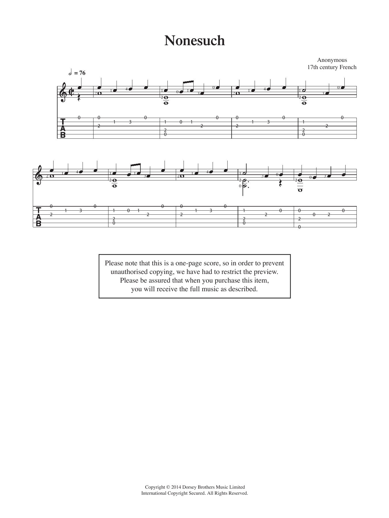 Download Anonymous Nonesuch Sheet Music
