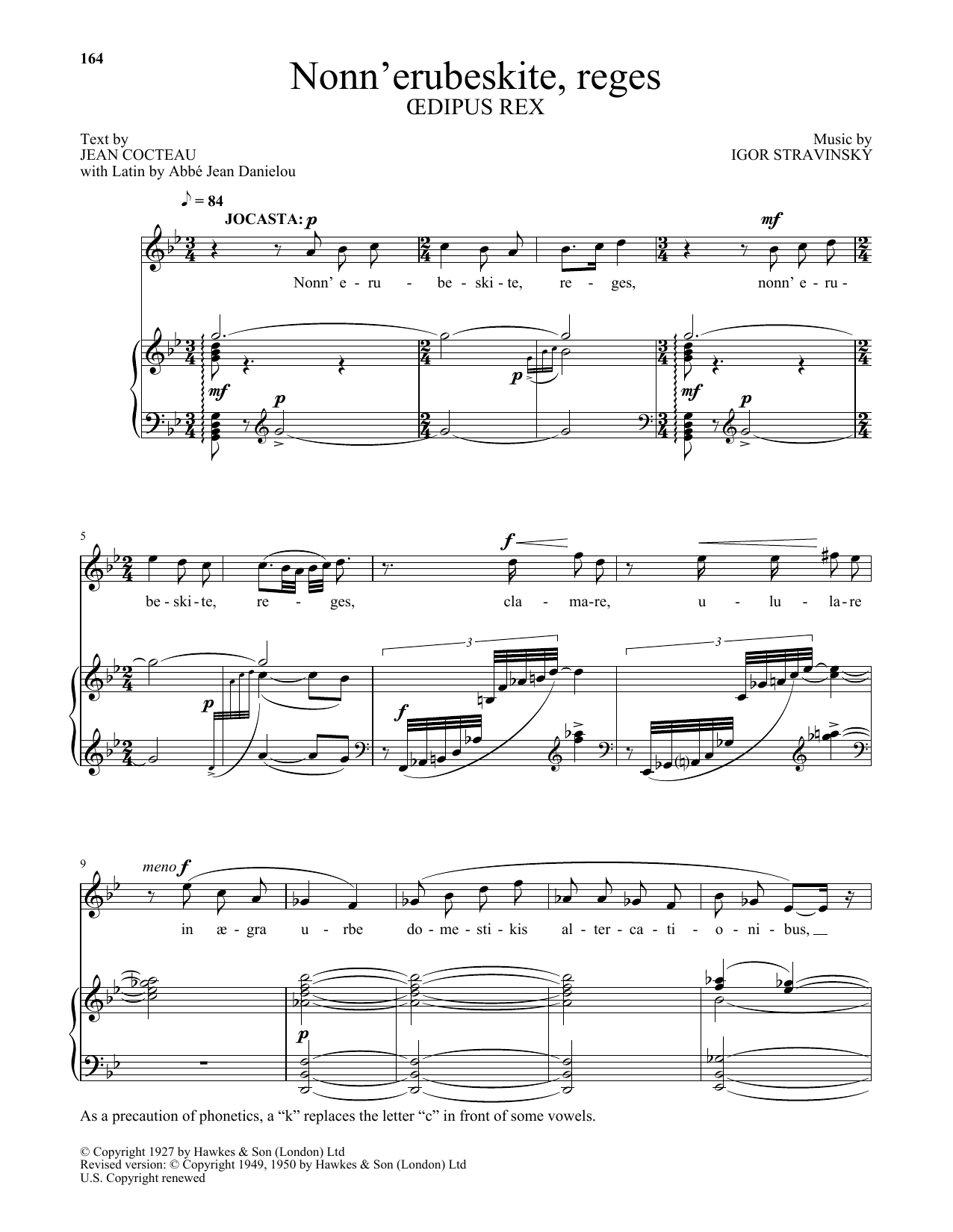 Download Igor Stravinsky Nonn' erubeskite, reges (from Oedipus R Sheet Music