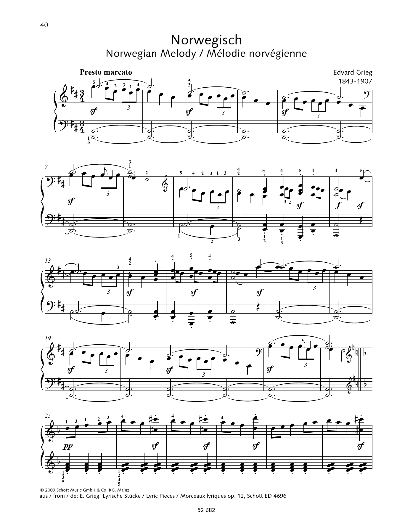 Download Edvard Grieg Norwegian Melody Sheet Music