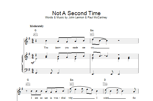 Download The Beatles Not A Second Time Sheet Music