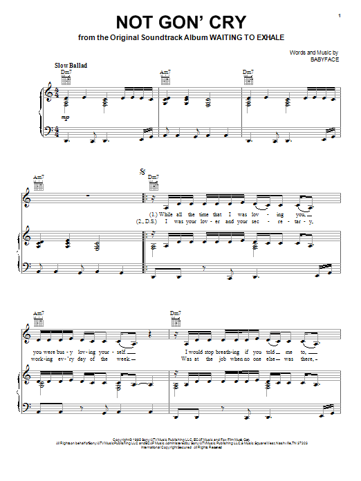Download Mary J. Blige Not Gon' Cry Sheet Music
