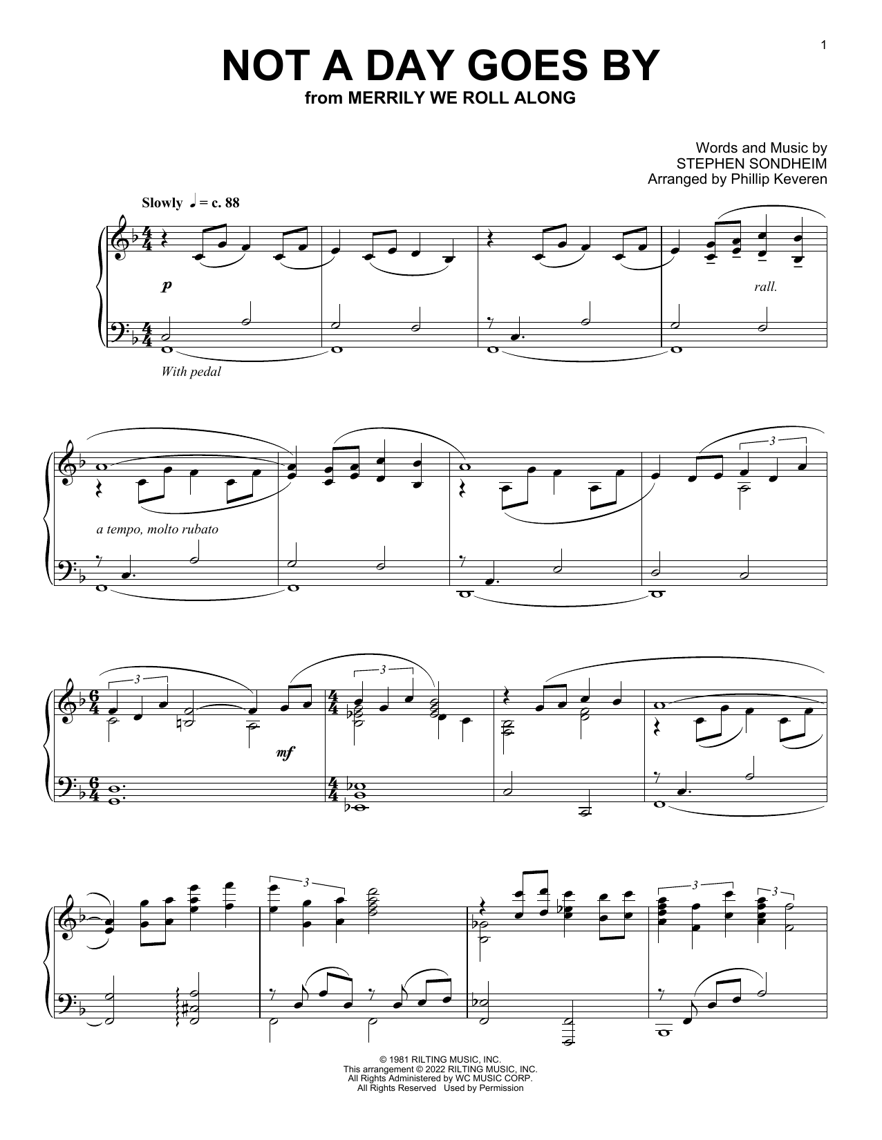 Download Stephen Sondheim Not A Day Goes By (from Merrily We Roll Sheet Music