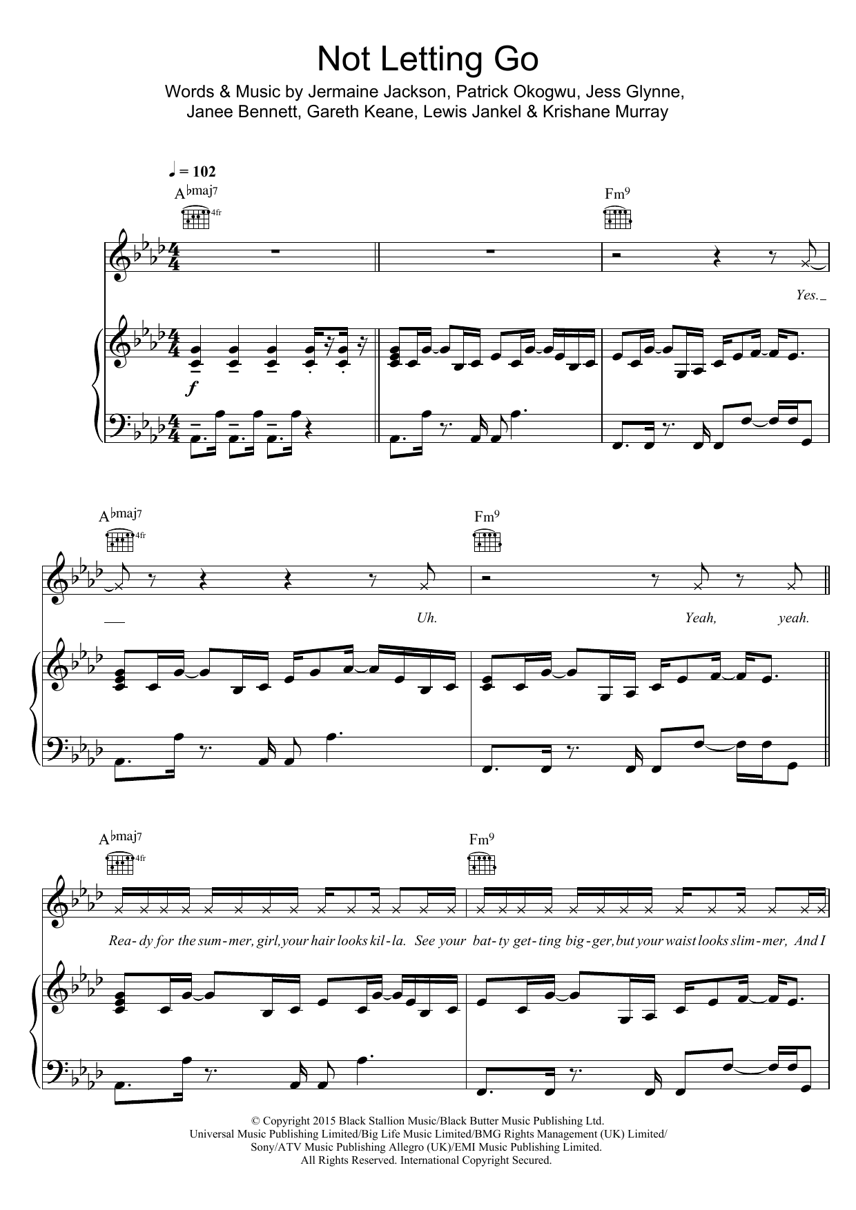 Download Tinie Tempah Not Letting Go (feat. Jess Glynne) Sheet Music