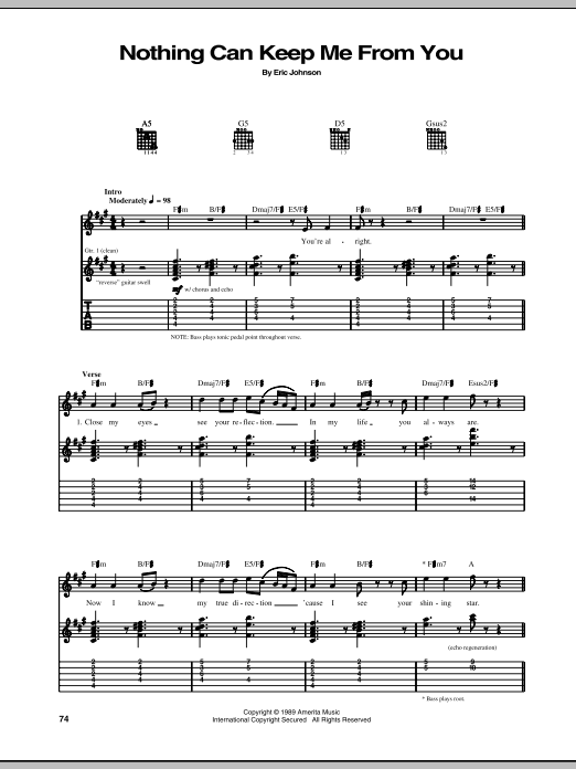 Download Eric Johnson Nothing Can Keep Me From You Sheet Music
