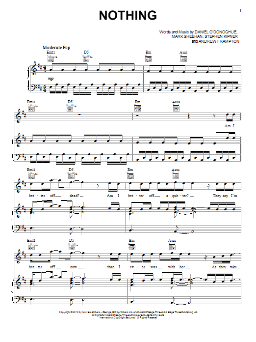 Download The Script Nothing Sheet Music
