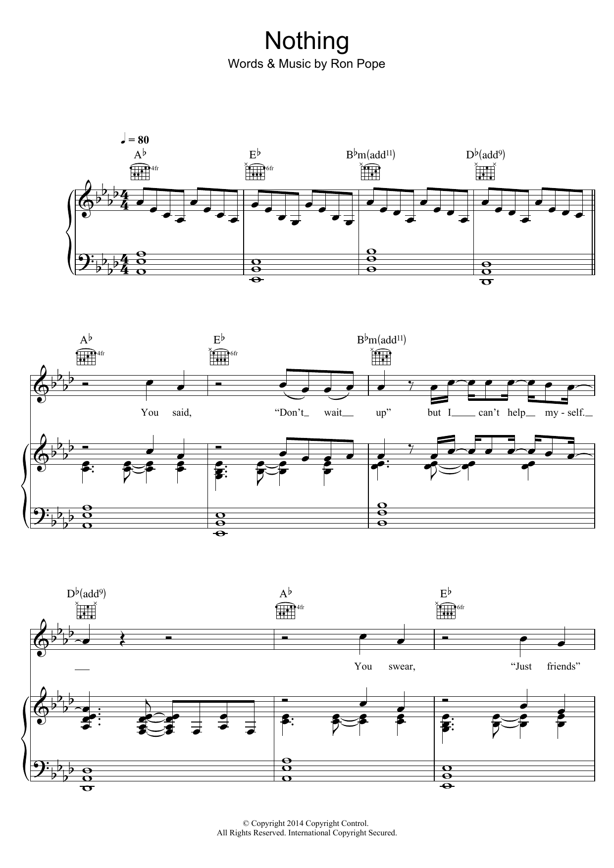 Download Ron Pope Nothing (feat. Alexz Johnson) Sheet Music