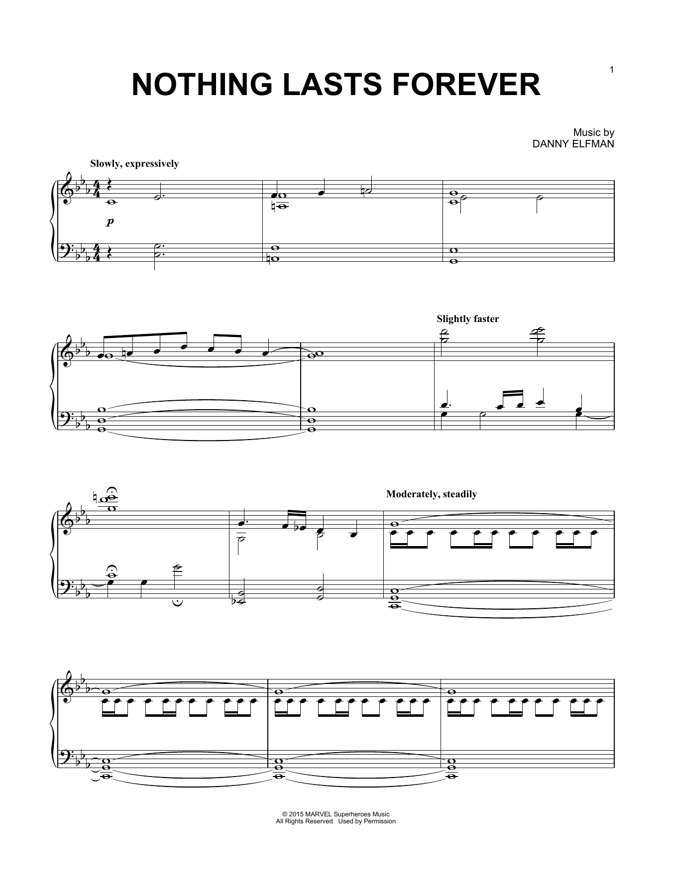 Download Danny Elfman Nothing Lasts Forever Sheet Music