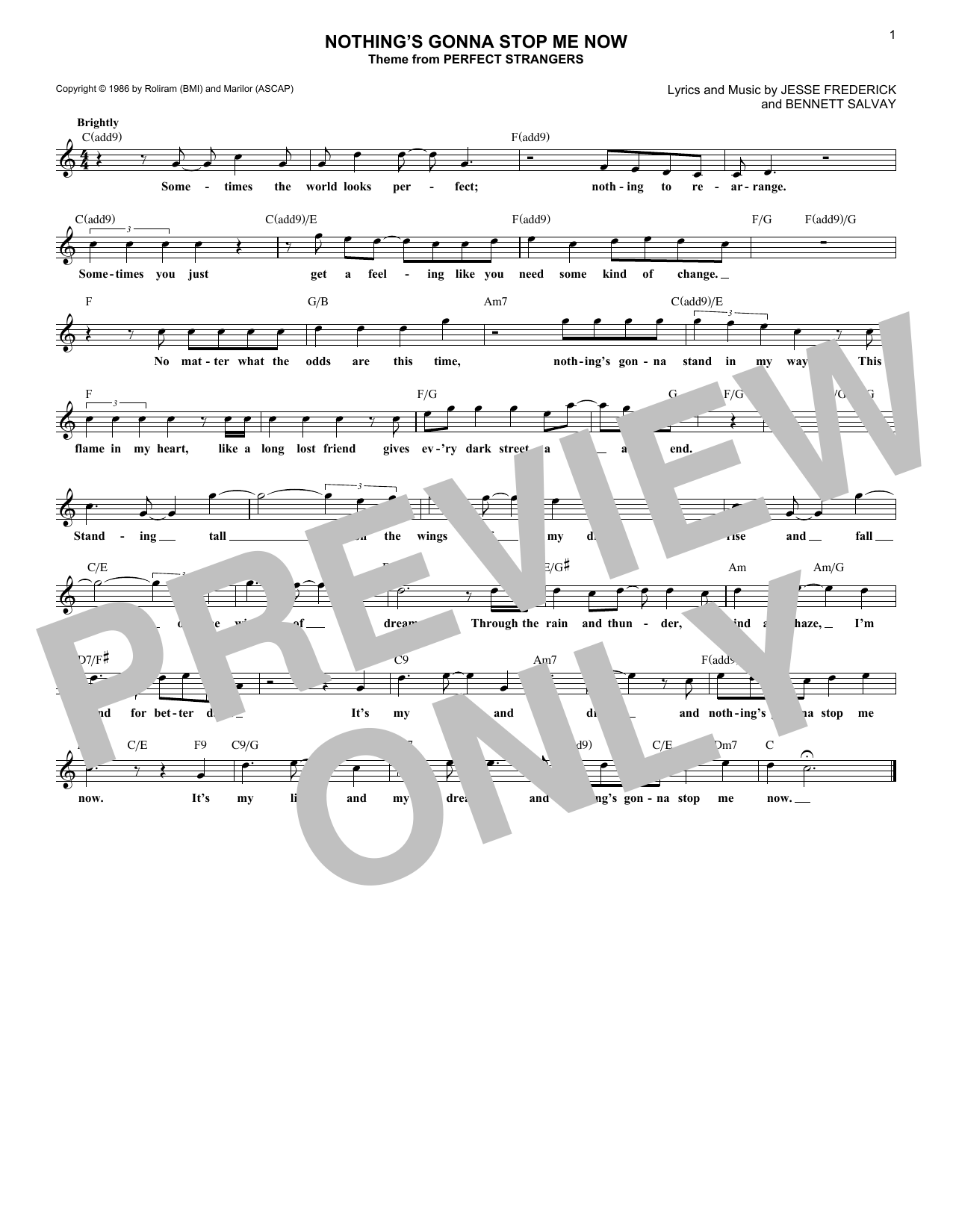 Download Jesse Frederick Nothing's Gonna Stop Me Now (from Perfe Sheet Music