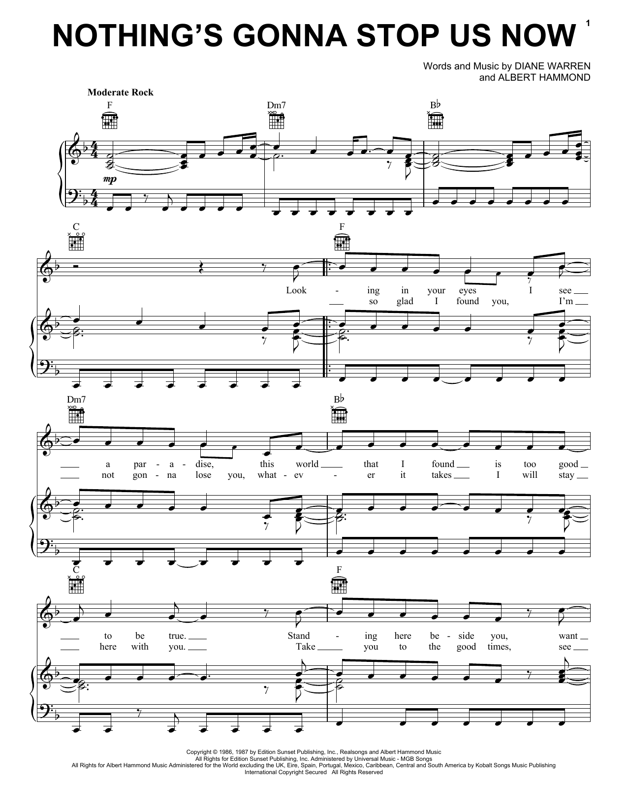 Download Starship Nothing's Gonna Stop Us Now Sheet Music