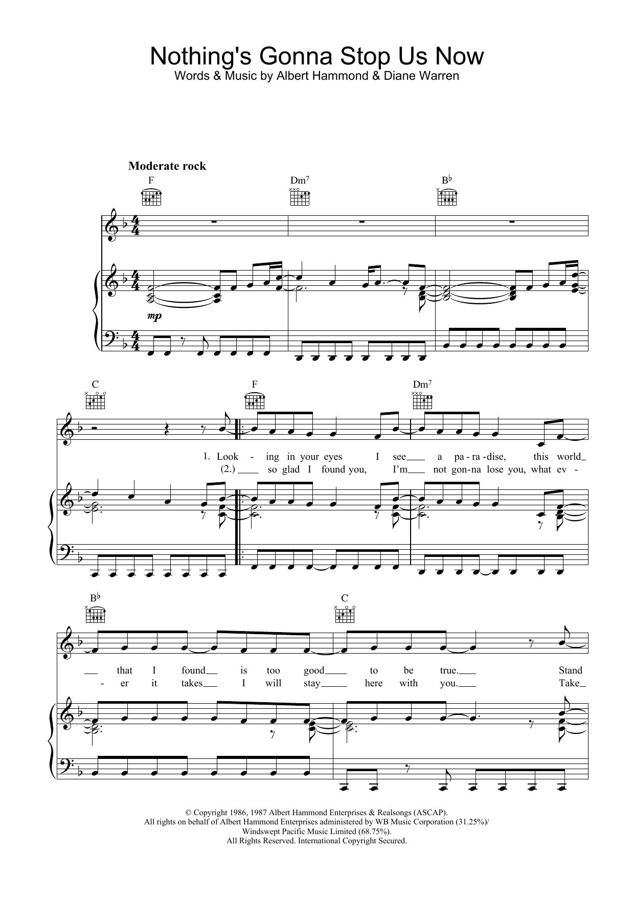 Download Starship Nothing's Gonna Stop Us Now Sheet Music