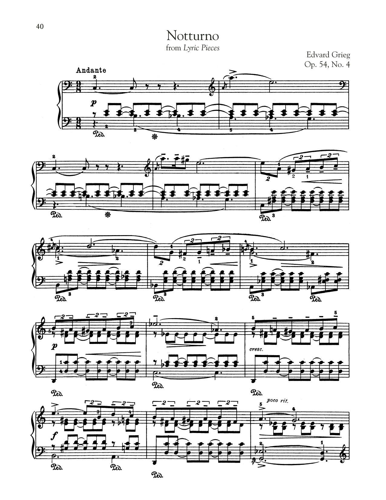 Download Edvard Grieg Notturno, Op. 54, No. 4 Sheet Music