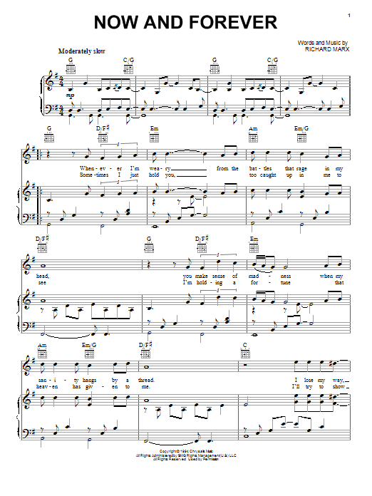 Download Richard Marx Now And Forever Sheet Music