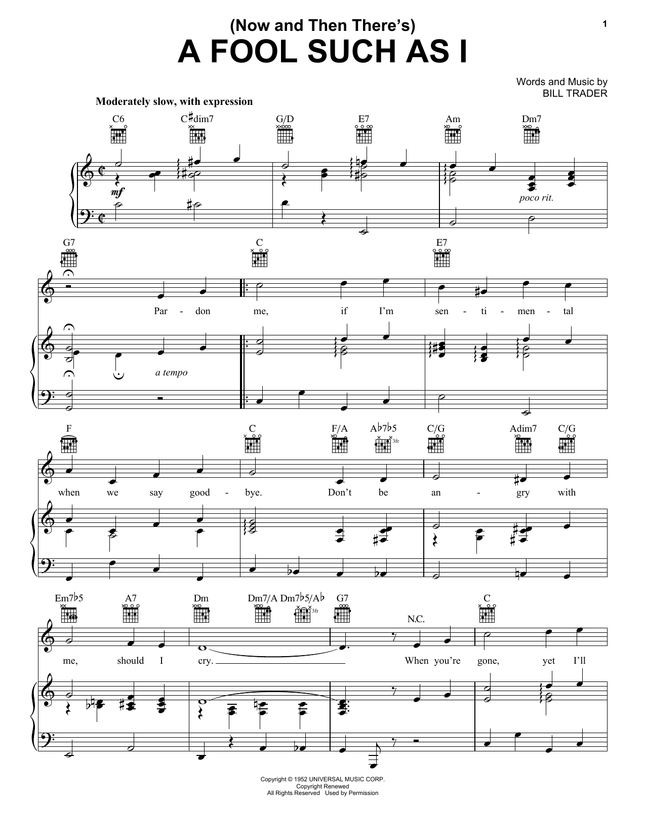 Download Elvis Presley (Now And Then There's) A Fool Such As I Sheet Music