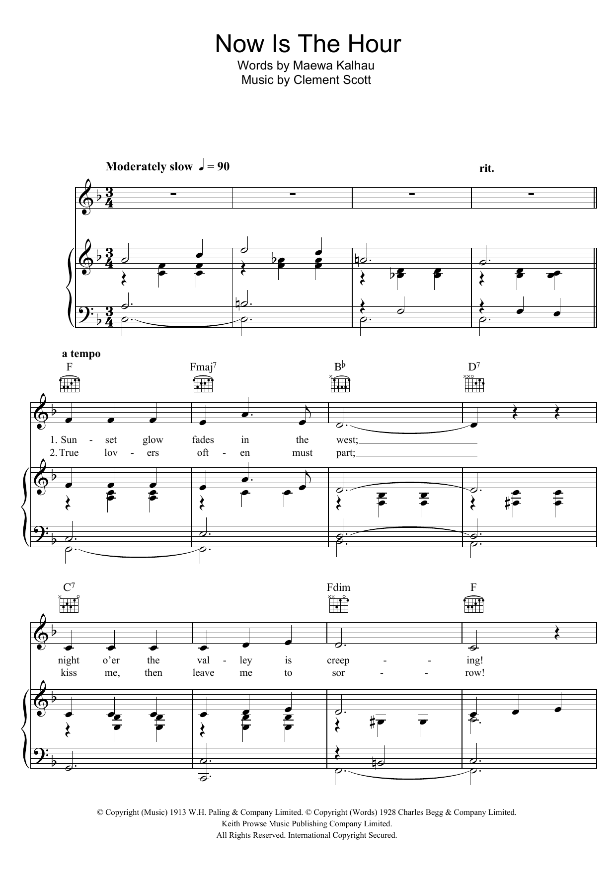 Download Vera Lynn Now Is The Hour Sheet Music