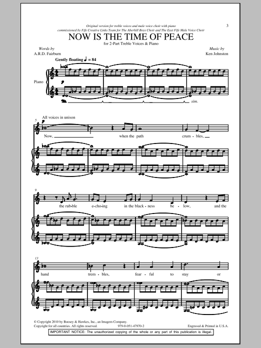 Download A.R.D. Fairburn Now Is The Time Of Peace Sheet Music