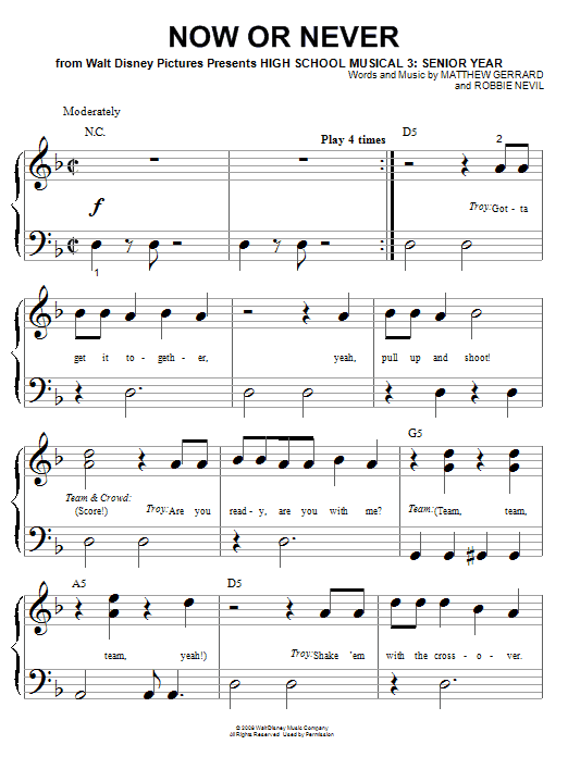 Download High School Musical 3 Now Or Never Sheet Music