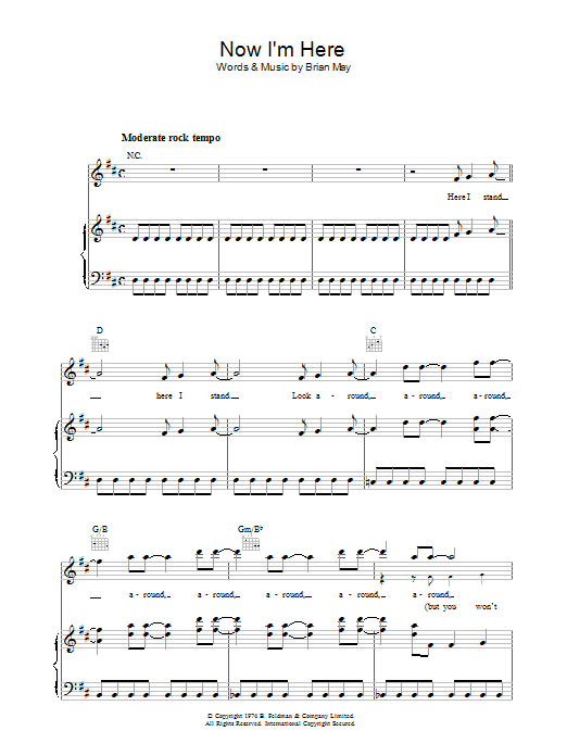 Download Queen Now I'm Here Sheet Music