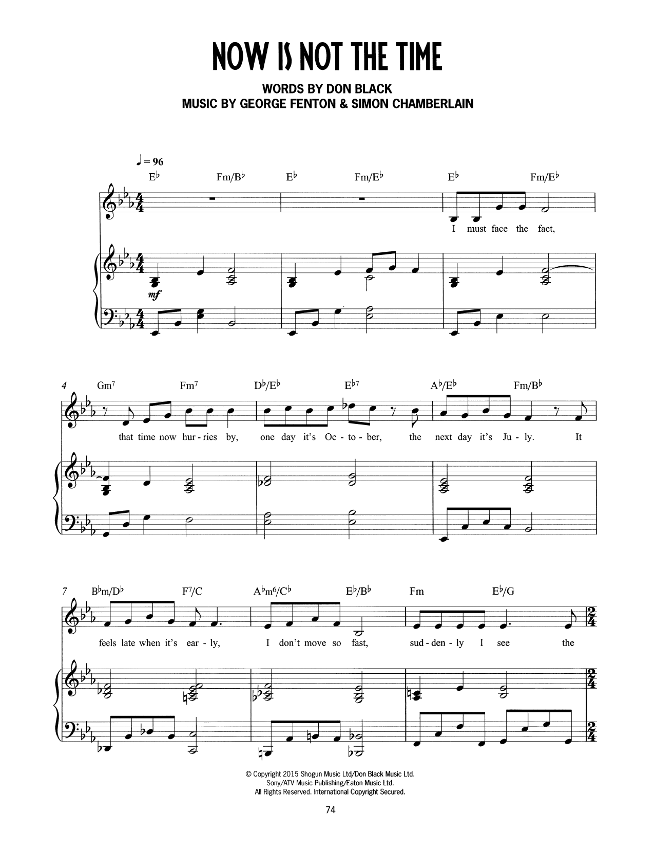 Download Don Black, George Fenton & Simon Cha Now Is Not The Time (from Mrs Henderson Sheet Music