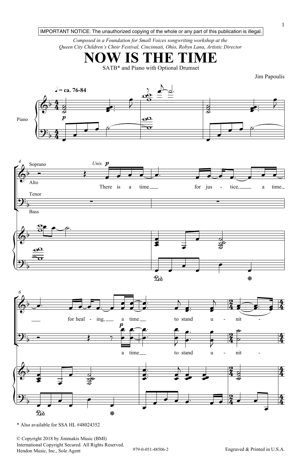 Download Jim Papoulis Now Is The Time Sheet Music