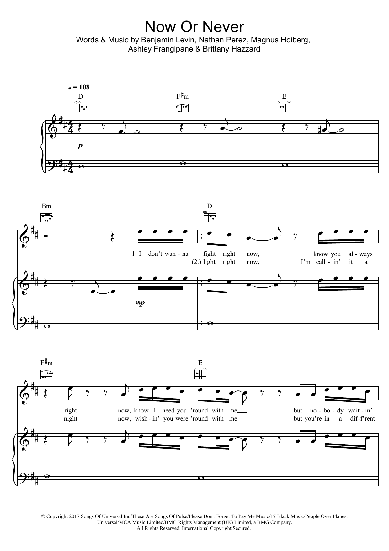 Download Halsey Now Or Never Sheet Music