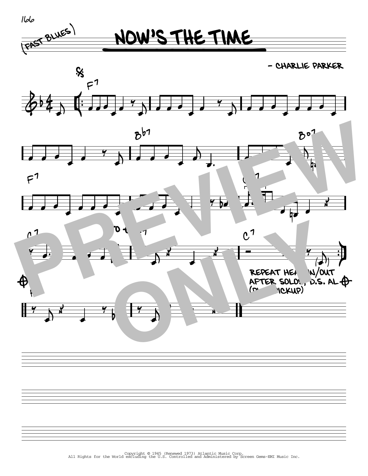 Download Charlie Parker Now's The Time Sheet Music