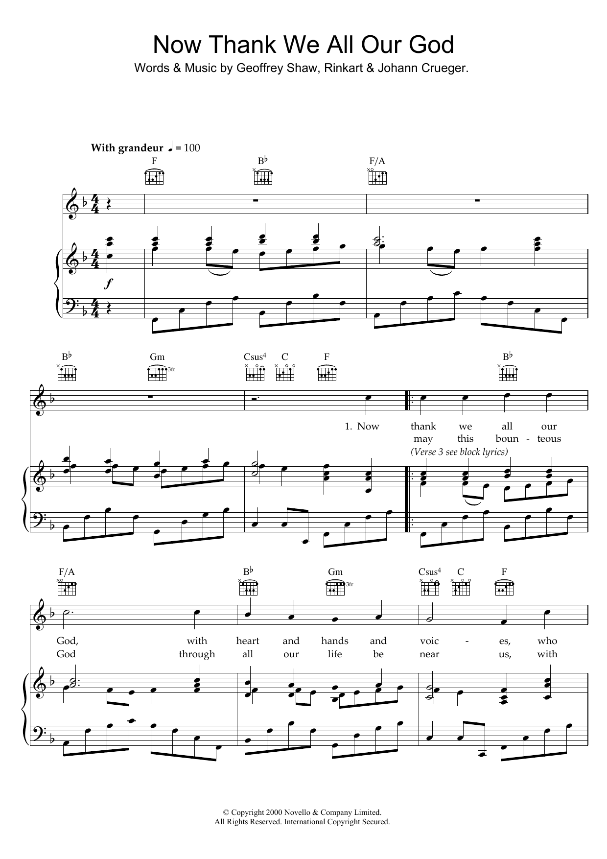 Download Johann Cruger Now Thank We All Our God Sheet Music