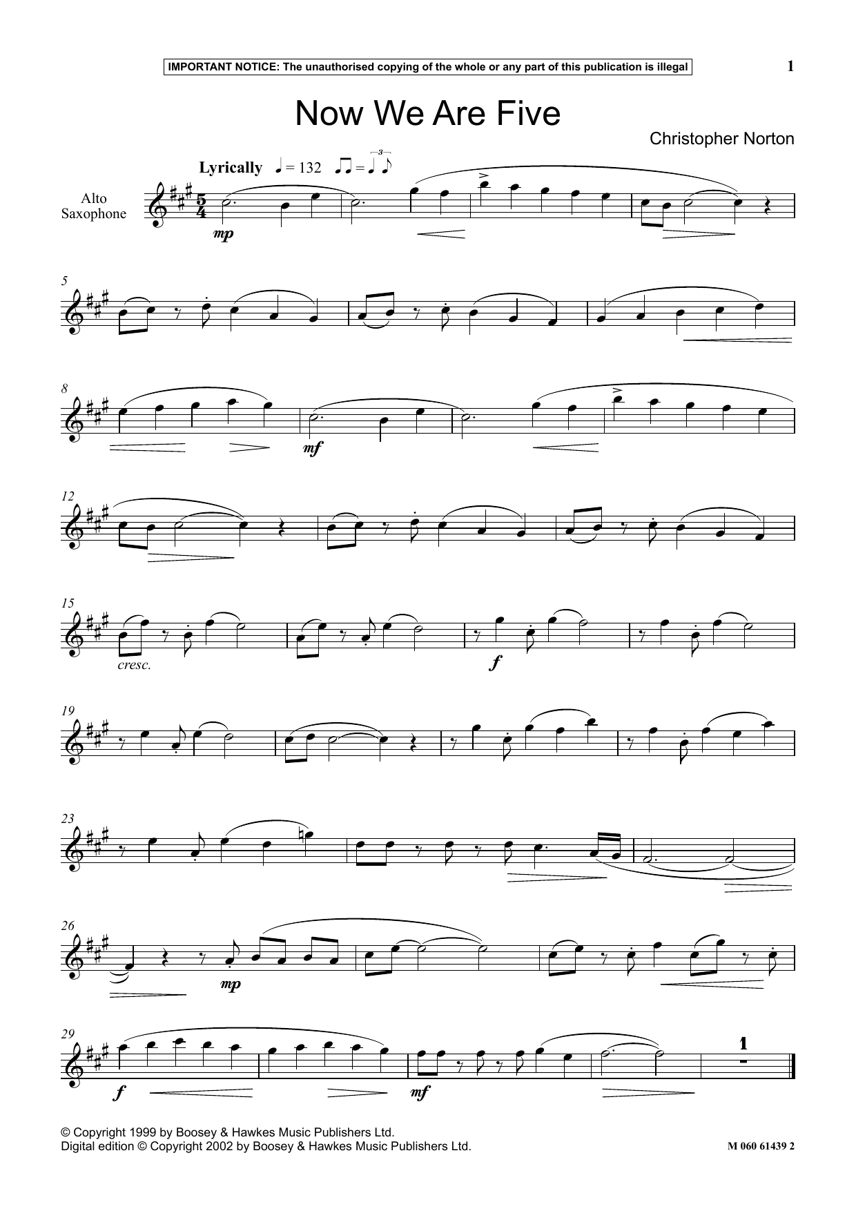 Download Christopher Norton Now We Are Five Sheet Music