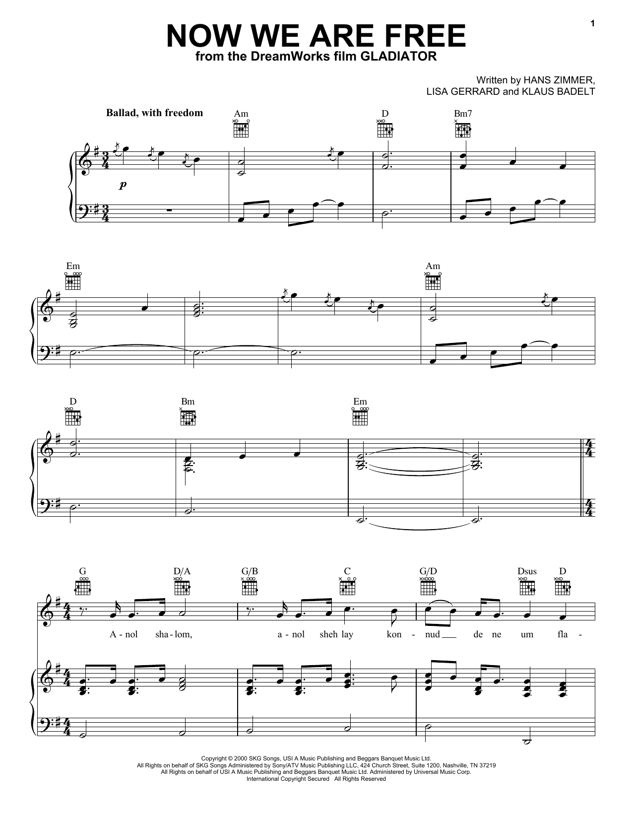 Download Celtic Thunder Now We Are Free Sheet Music