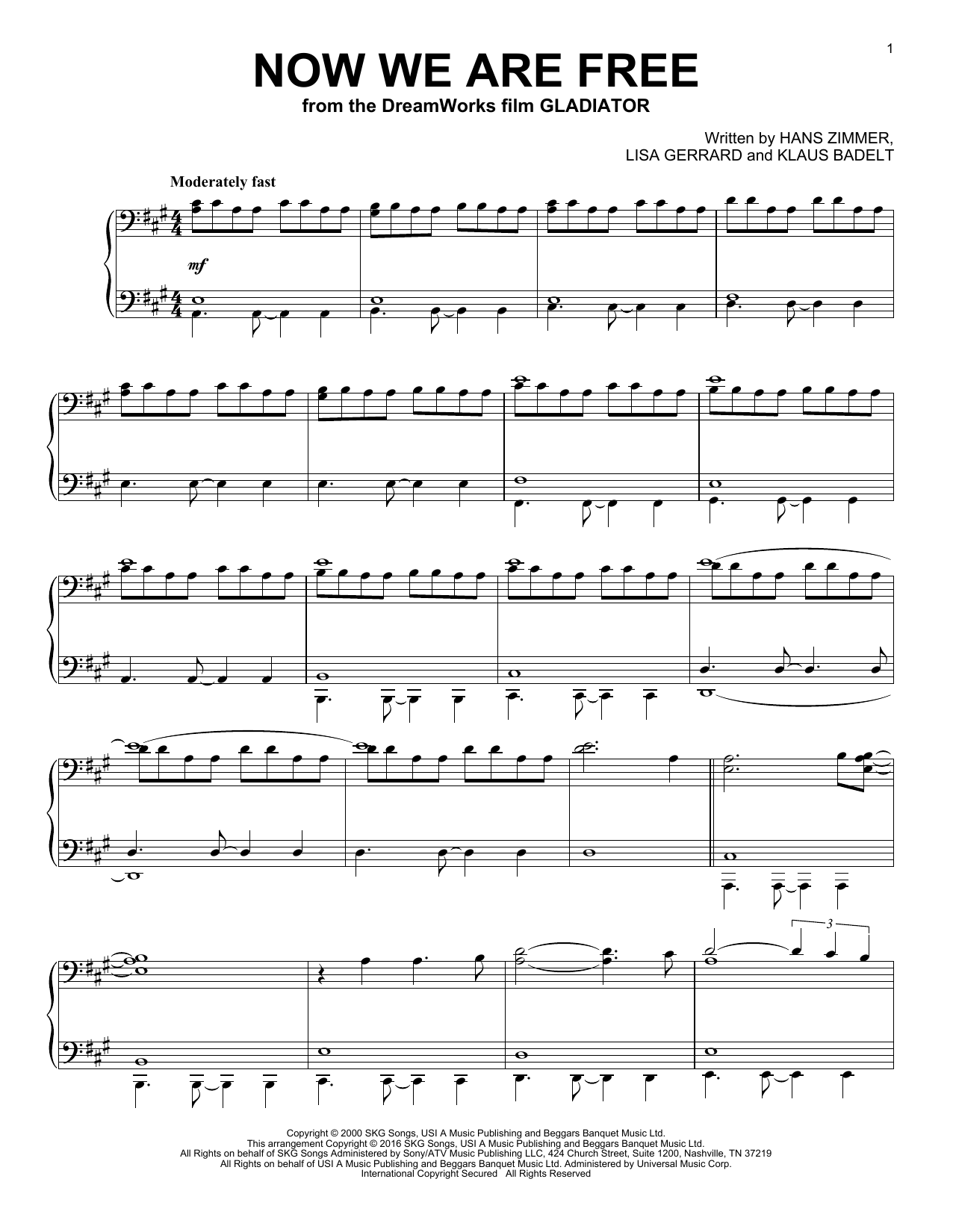 Download Klaus Badelt Now We Are Free Sheet Music